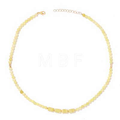 Adjustable 4MM Round Natural Yellow Jade Graduated Beaded Necklaces with Heishi Beads for Women Elegant Fashion Jewelry Gift RG0808-6-1