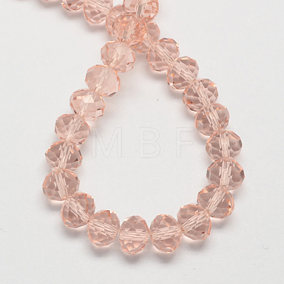 Light Salmon Imitate Austrian Crystal Faceted Glass Rondelle Beads X-G02YI0F5-1