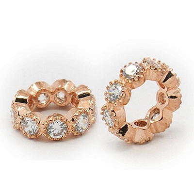 Brass Micro Pave Cubic Zirconia Beads ZIRC-F001-109RG-A-1