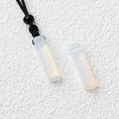 Opalite Cuboid Pendant Black Cotton Cord Necklaces FS-WG3353C-10-1