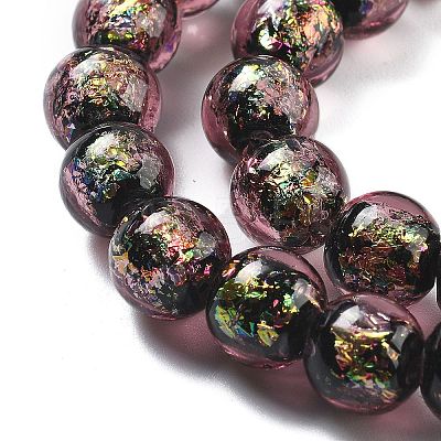 Handmade Foil Lampwork Beads Strands FOIL-K003-06B-18-1