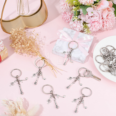 20Pcs Alloy Microphone & Musical Note Keychains KEYC-SC00045-1