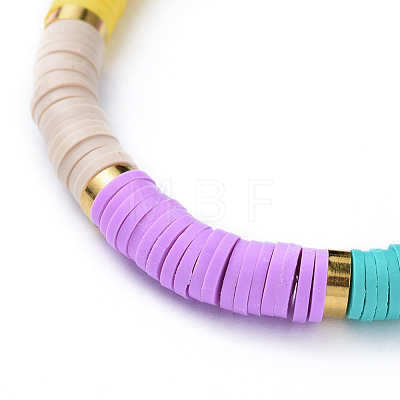 Handmade Polymer Clay Heishi Beads Stretch Bracelets BJEW-JB04487-M-1