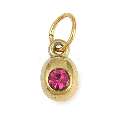 Birthstone 304 Stainless Steel Rhinestone Pendants STAS-L312-02G-03-1