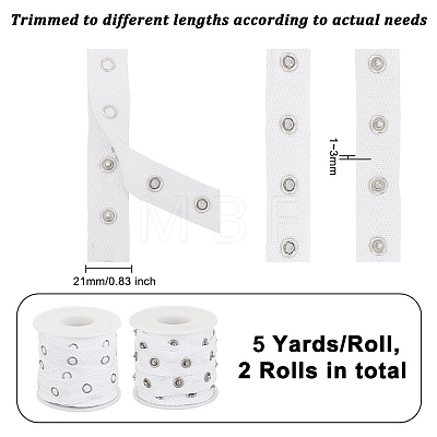 5 Yards Alloy Snap Button Tape Trim Polyester Ribbons DIY-OC0011-27A-1