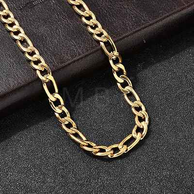 7MM 304 Stainless Steel Figaro Chain Necklaces for Women Men NJEW-B134-04A-G-1