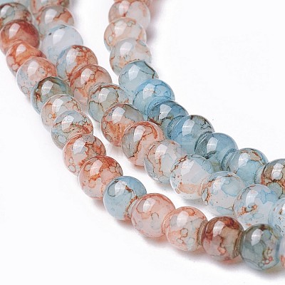 Spray Painted Glass Beads Strands GLAA-A038-A-76-1