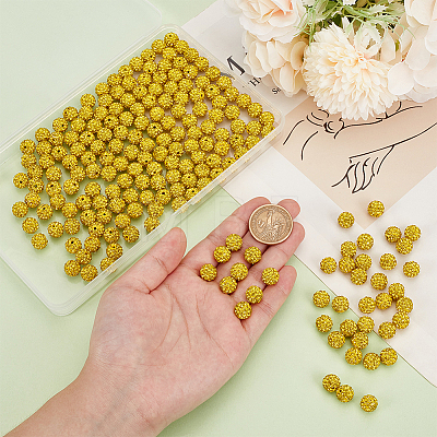 200Pcs Pave Disco Ball Beads RB-PH0001-41G-1