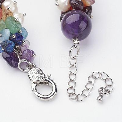 Gemstone Beaded Chakra Bracelets BJEW-JB02568-1