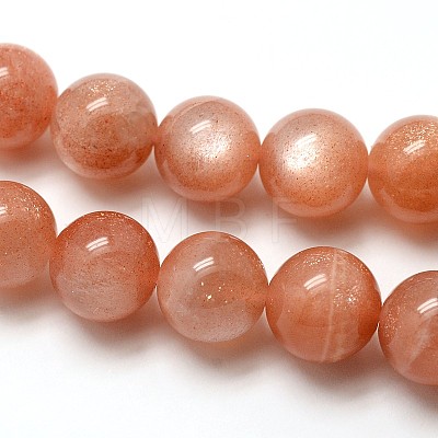 Natural Gemstone Sunstone Round Beads Strands G-E251-34-6mm-1
