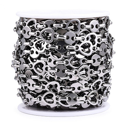 661 Stainless Steel Heart & Flat Round & Oval Link Chains CHS-T005-02P-1