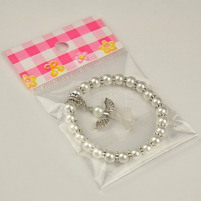 Lovely Wedding Dress Angel Bracelets for Kids BJEW-JB00727-1
