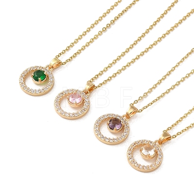 Brass Micro Pave Cubic Zirconia Pendant Necklaces for Women NJEW-E106-15KCG-1