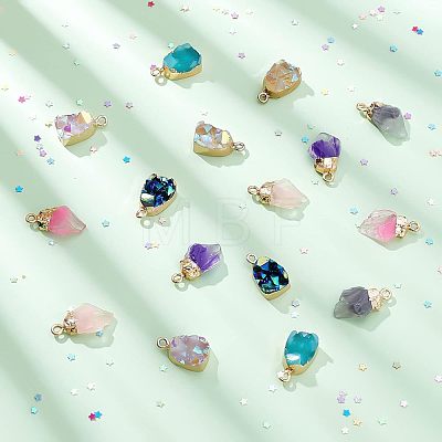 16Pcs 8 Color Druzy Resin Pendants RESI-FH0001-36-1