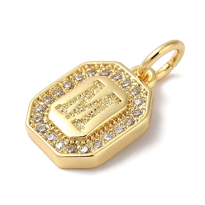 Real 18K Gold Plated Brass Micro Pave Clear Cubic Zirconia Pendants KK-L216-002G-M-1