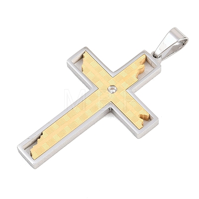 304 Stainless Steel Rhinestone Pendants STAS-B137-06GP-1