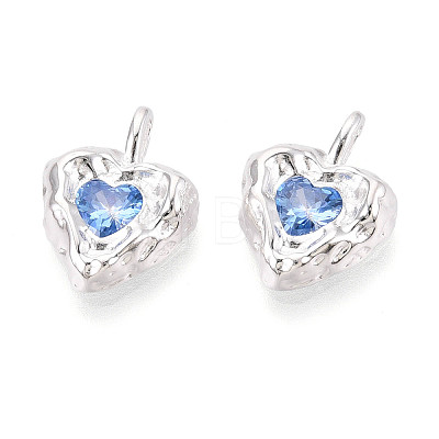925 Sterling Silver Pave Cornflower Blue Cubic Zirconia Heart Pendants STER-N016-119S-1