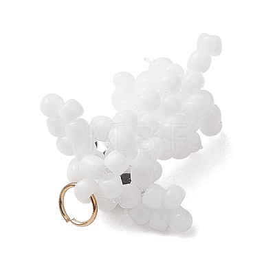 Glass Seed Beaded Dog Pendans PALLOY-MZ01223-02-1
