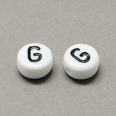 White and Black Acrylic Horizontal Hole Letter Beads SACR-Q101-01G-1