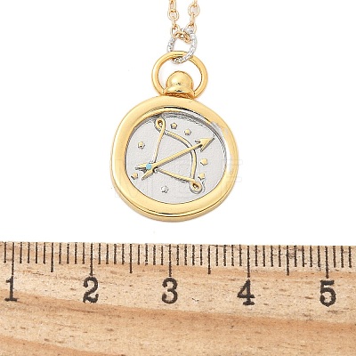 Brass Twelve Constellations Tarot Pendant Necklaces NJEW-Q006-01K-G-1