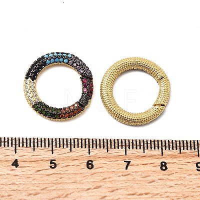 Brass Micro Pave Cubic Zirconia Spring Gate Rings KK-M206-03G-01-1-1
