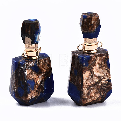 Assembled Synthetic Bronzite and Lapis Lazuli Openable Perfume Bottle Pendants G-S366-059A-1