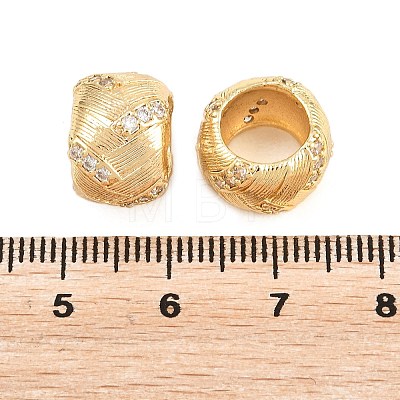 Brass Micro Pave Clear Cubic Zirconia European Beads KK-B186-23G-1