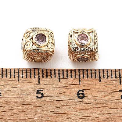 Brass Micro Pave Cubic Zirconia Beads KK-R216-17KCG-01-1