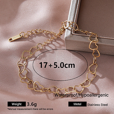 Vintage Style 304 Stainless Steel Heart Link Chain Necklaces for Women EW9990-5-1