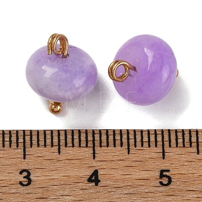 Natural White Jade Dyed Saucer Charms with Rack Plating Golden Tone Brass Bails KK-B103-17B-03-1