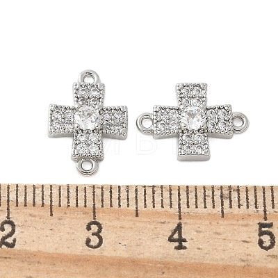 Brass Micro Pave Cubic Zirconia Connector Charms KK-U056-38P-1