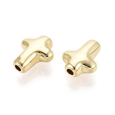 Cross Brass Beads for Jewelry Craft Making KK-T079-01G-1