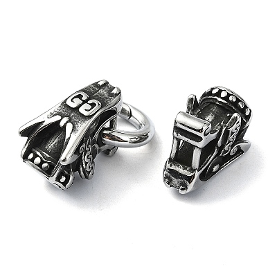 Tibetan Style 304 Stainless Steel Spring Gate Rings FIND-Z046-04AS-02-1