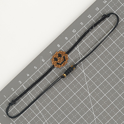 Adjustable Smiling Face Miyuki Glass Sead Bead Braided Beaded Bracelets IS6535-3-1