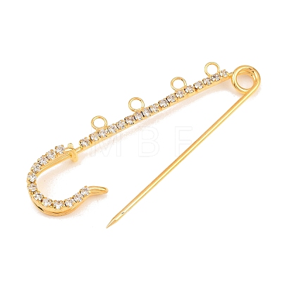 Iron Rhinestone Safety Pins Brooch Findings IFIN-A021-01D-G-1