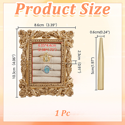 Resin & Velvet Photo Frame Ring Display Stands RDIS-WH0001-42B-1