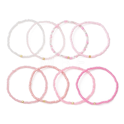 8Pcs Glass Seed Beads Stretch Bracelets for Women BJEW-MZ00269-1