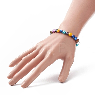Dyed Natural Pearl Beaded Stretch Bracelet for Kids BJEW-JB09189-01-1