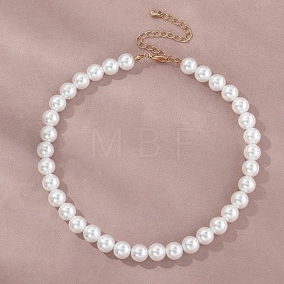 Plastic Imitation Pearl Round Beaded Necklaces for Women WGF0340-03-1