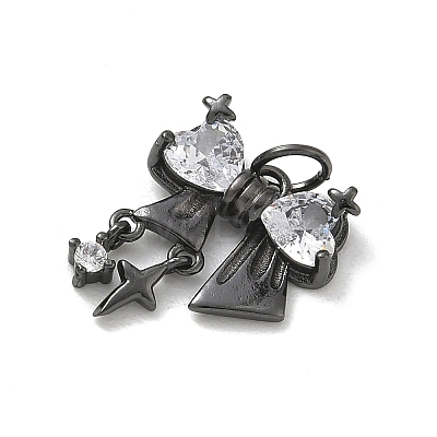 Brass Micro Pave Clear Cubic Zirconia Pendants CU-CBA9FFD-03B-1