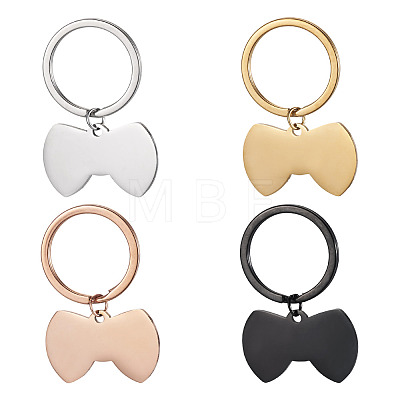 4Pcs 4 Styles Stainless Steel Keychains KEYC-TA0004-81D-1