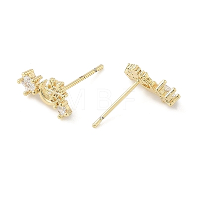 Brass Clear Cubic Zirconia Stud Earrings EJEW-Q014-31G-1