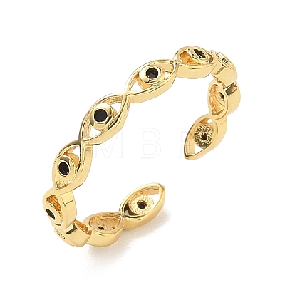 Brass Micro Pave Cubic Zirconia Cuff Open Rings for Women RJEW-K261-18G-1