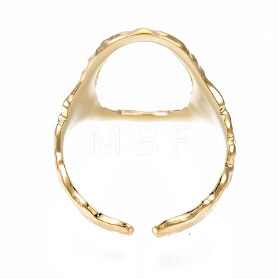 304 Stainless Steel Oval Open Cuff Ring RJEW-T023-91G-1
