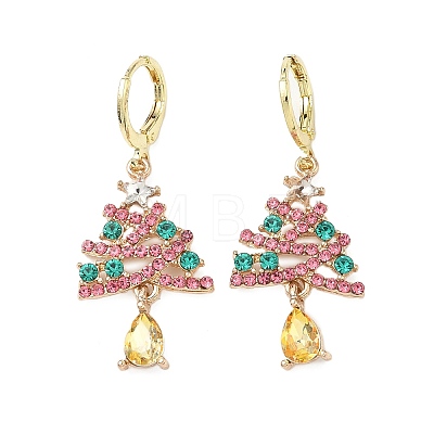 Christmas Alloy Rhinestone Hoop Earrings LS-EJEW-F399-02G-1