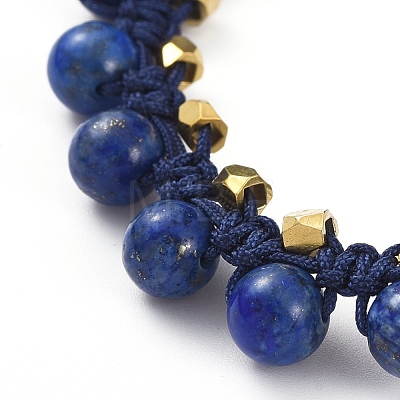 Natural Lapis Lazuli Braided Bead Bracelets BJEW-JB04914-02-1