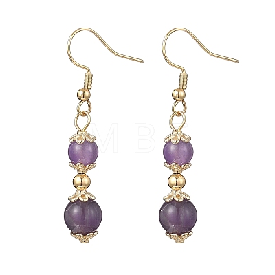 Natural Amethyst Round Dangle Earrings EJEW-JE06822-01-1