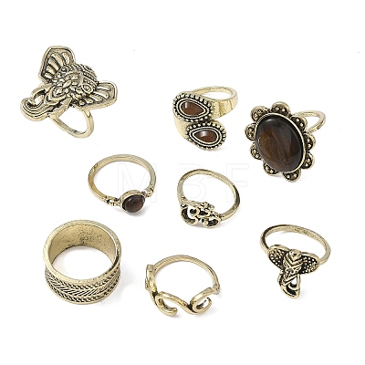 Alloy with Acrylic Finger Rings Sets RJEW-Z119-01AG-1