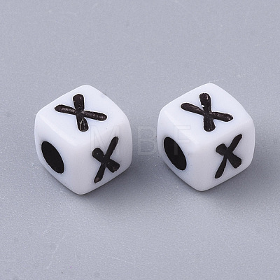 White Opaque Acrylic Beads MACR-R869-02X-1