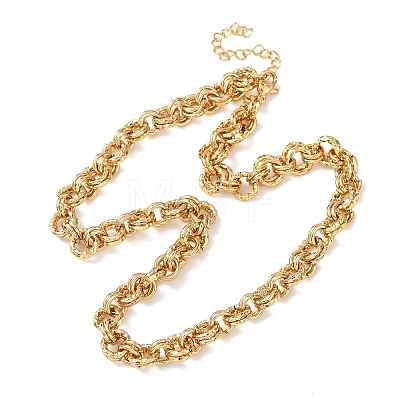 8MM 304 Stainless Steel Textured Double Rolo Chain Necklaces for Women NJEW-G194-05G-01-1